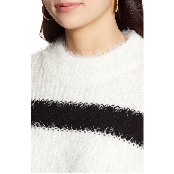 Cotton Emporium Stripe Mock Neck Eyelash Sweater - Picture 3 of 8